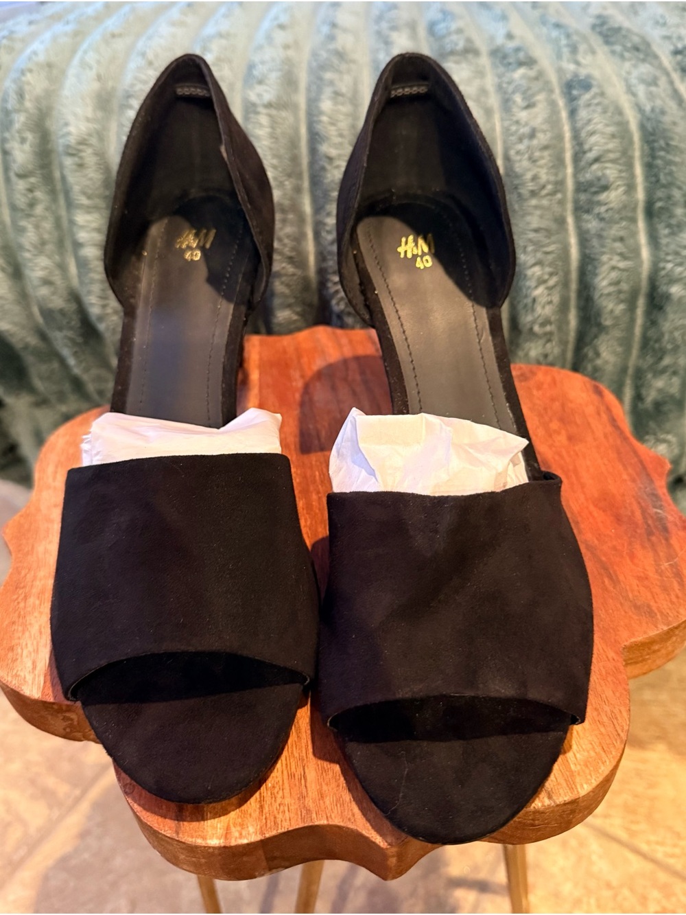 H&M black suede everyday heels